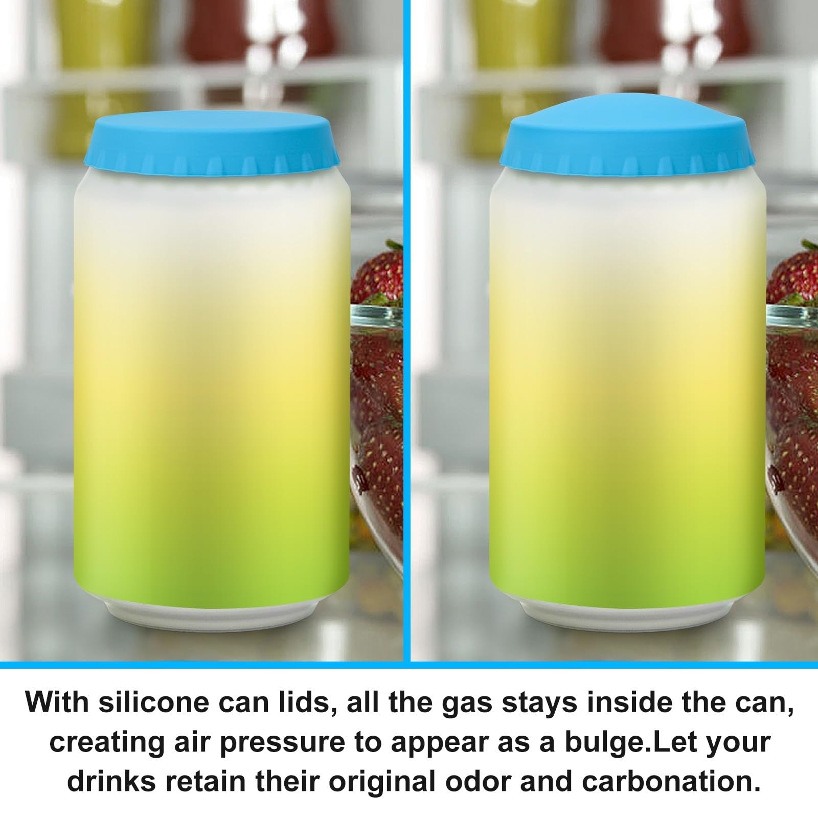 6 Pack Silicone Soda Can Lids Fits Standard Beer Pop Coke Juice Cans BPA Free