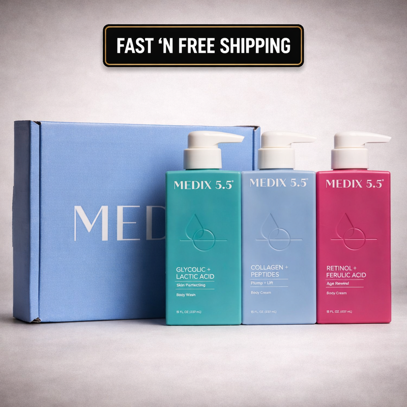 MEDIX Smooth & Firm 3PC Skin Care Set | Glycolic Acid Exfoliating Body Wash Gel