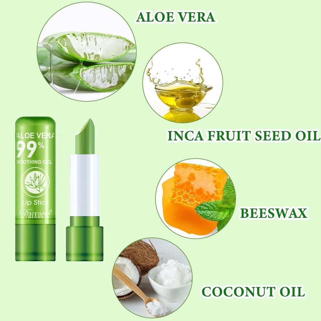 Aloe Vera Color Changing Lipstick Set Moisturizing Long Lasting Lip Balm