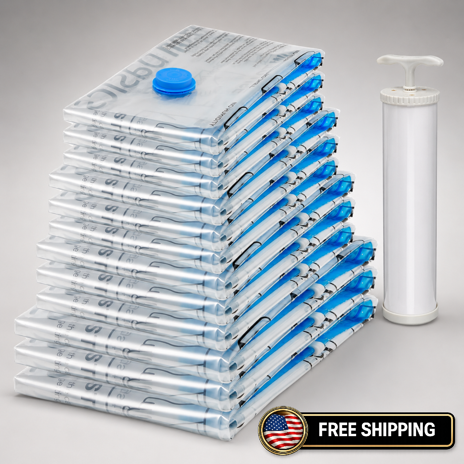 12 Vacuum Storage Bags w/ Hand Pump 3 S/M/L/Jumbo Space Saver Compression