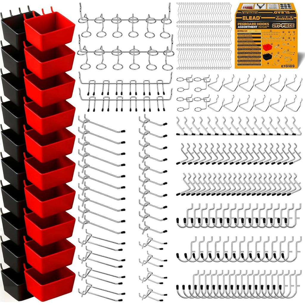 297-Piece Pegboard Organizer Kit for Garage, Workshop & Craft Room