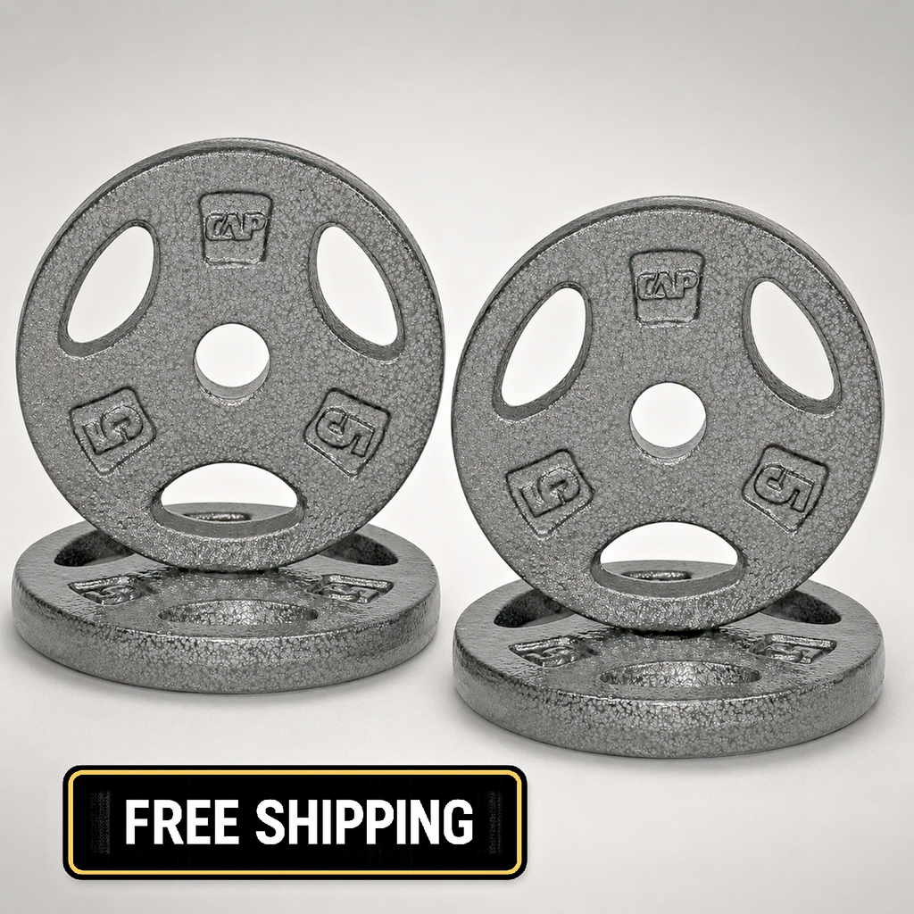 CAP Barbell Standard 1-Inch Grip Weight Plates 5 lbs BLACK, Pack (x4)