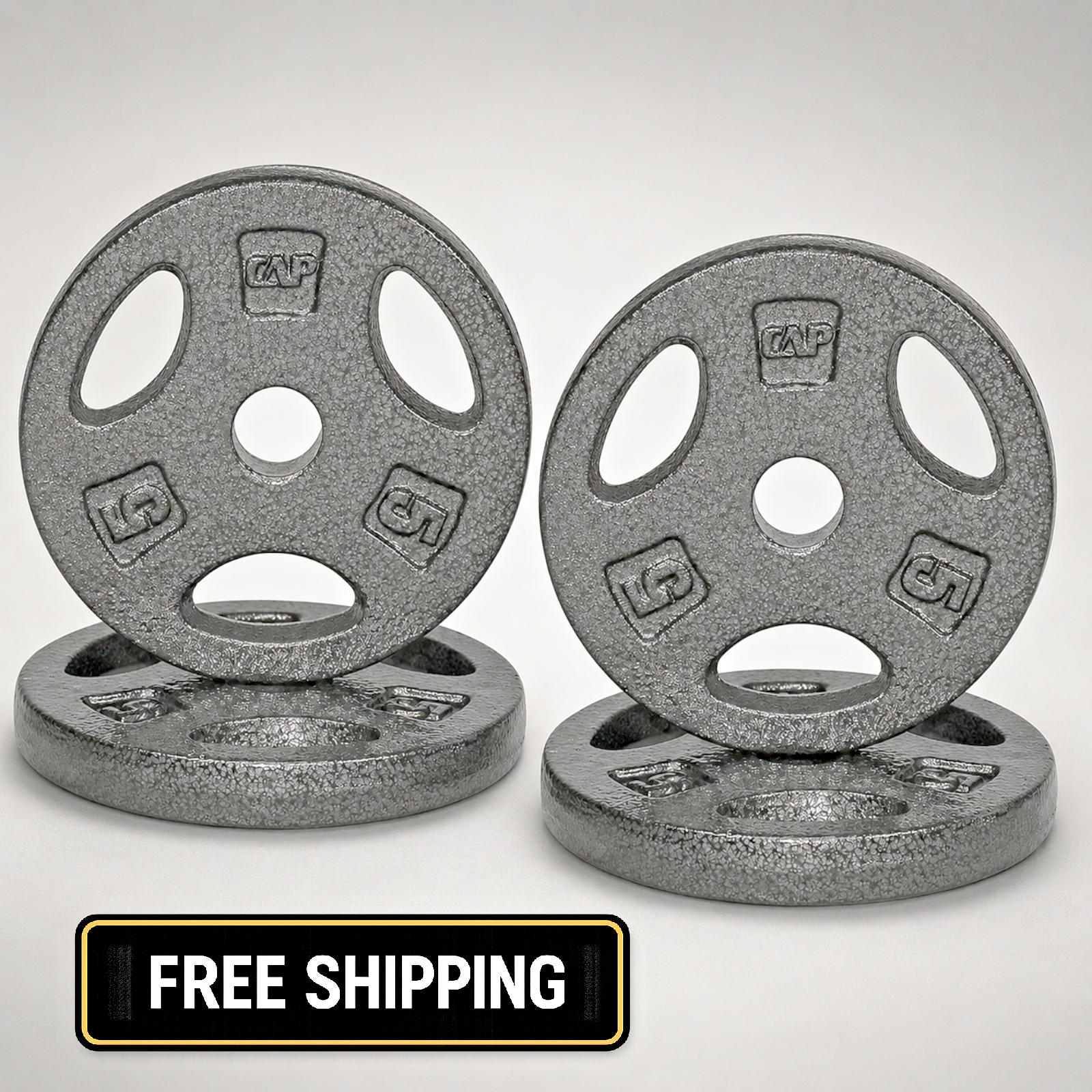 CAP Barbell Standard 1-Inch Grip Weight Plates 5 lbs BLACK, Pack (x4)