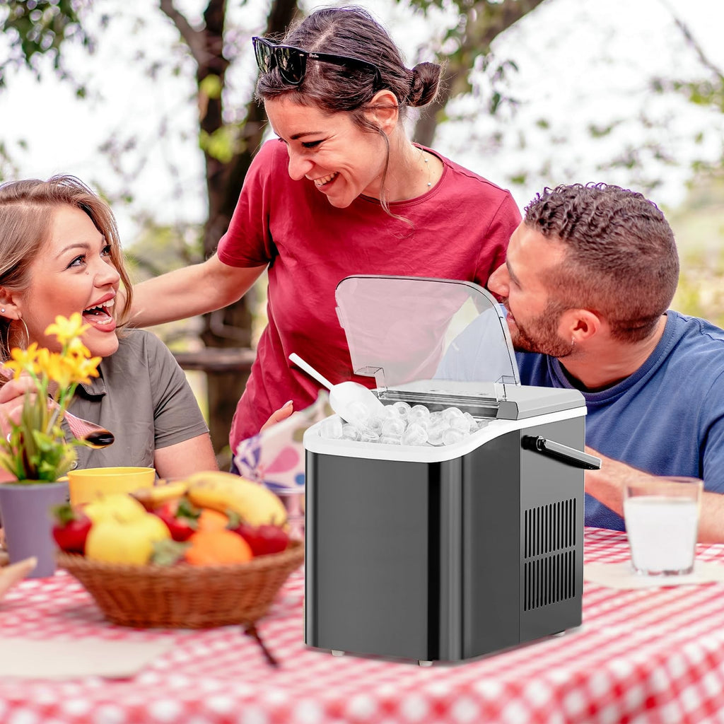 Portable Countertop Ice Maker 26lb/24H 9 Bullet Ice Cubes Basket Scoop Black