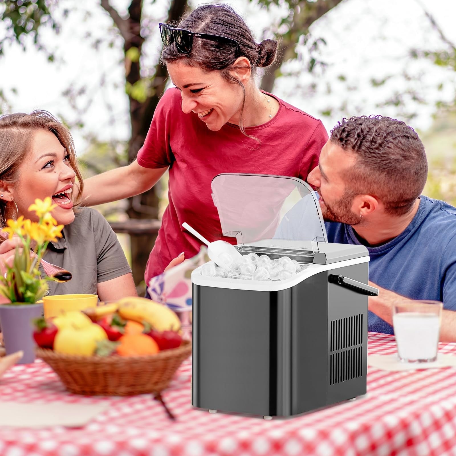 Portable Countertop Ice Maker 26lb/24H 9 Bullet Ice Cubes Basket Scoop Black