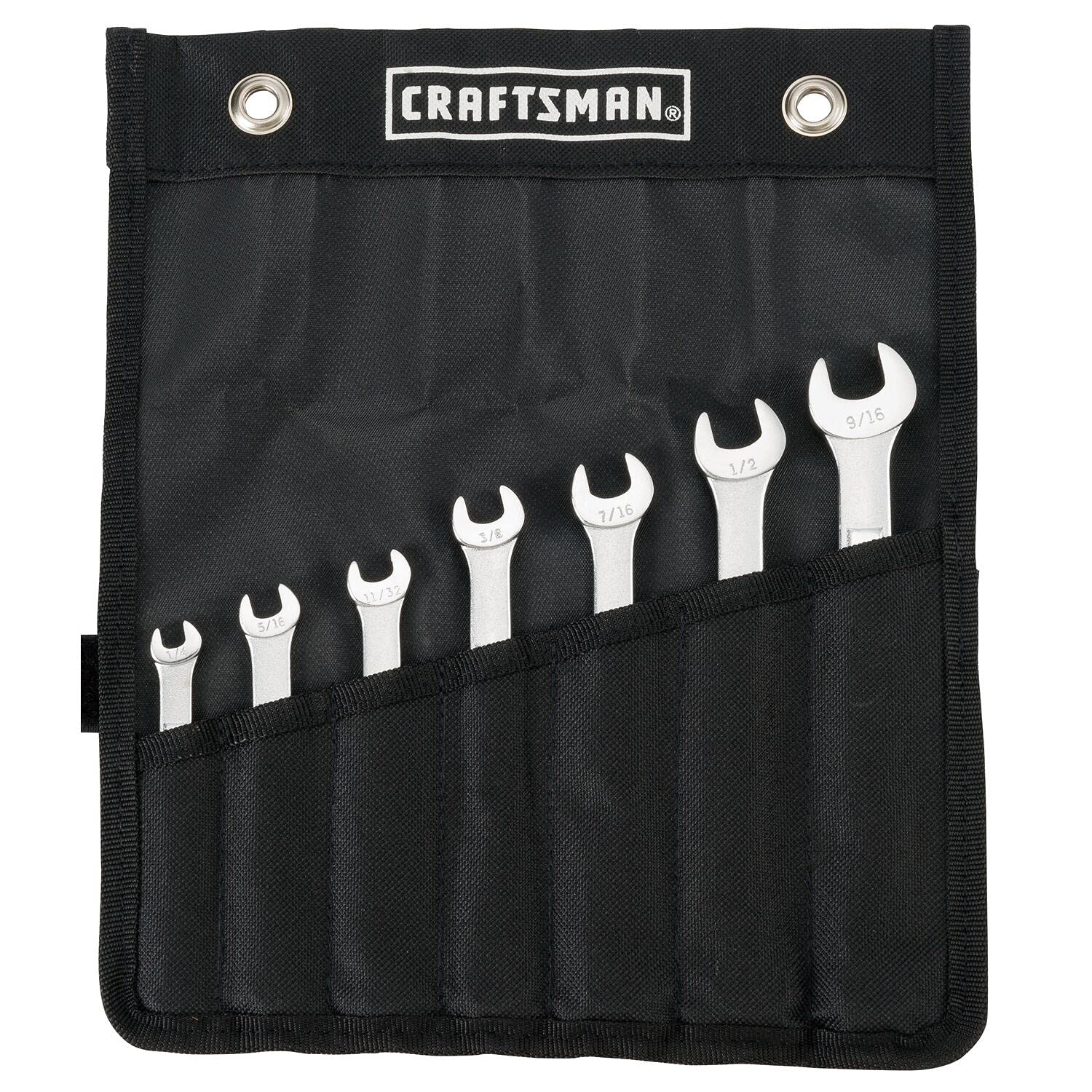 CRAFTSMAN 7-Pc SAE Combination Wrench Set 1/4"–9/16" w/ Storage Pouch 12-Point