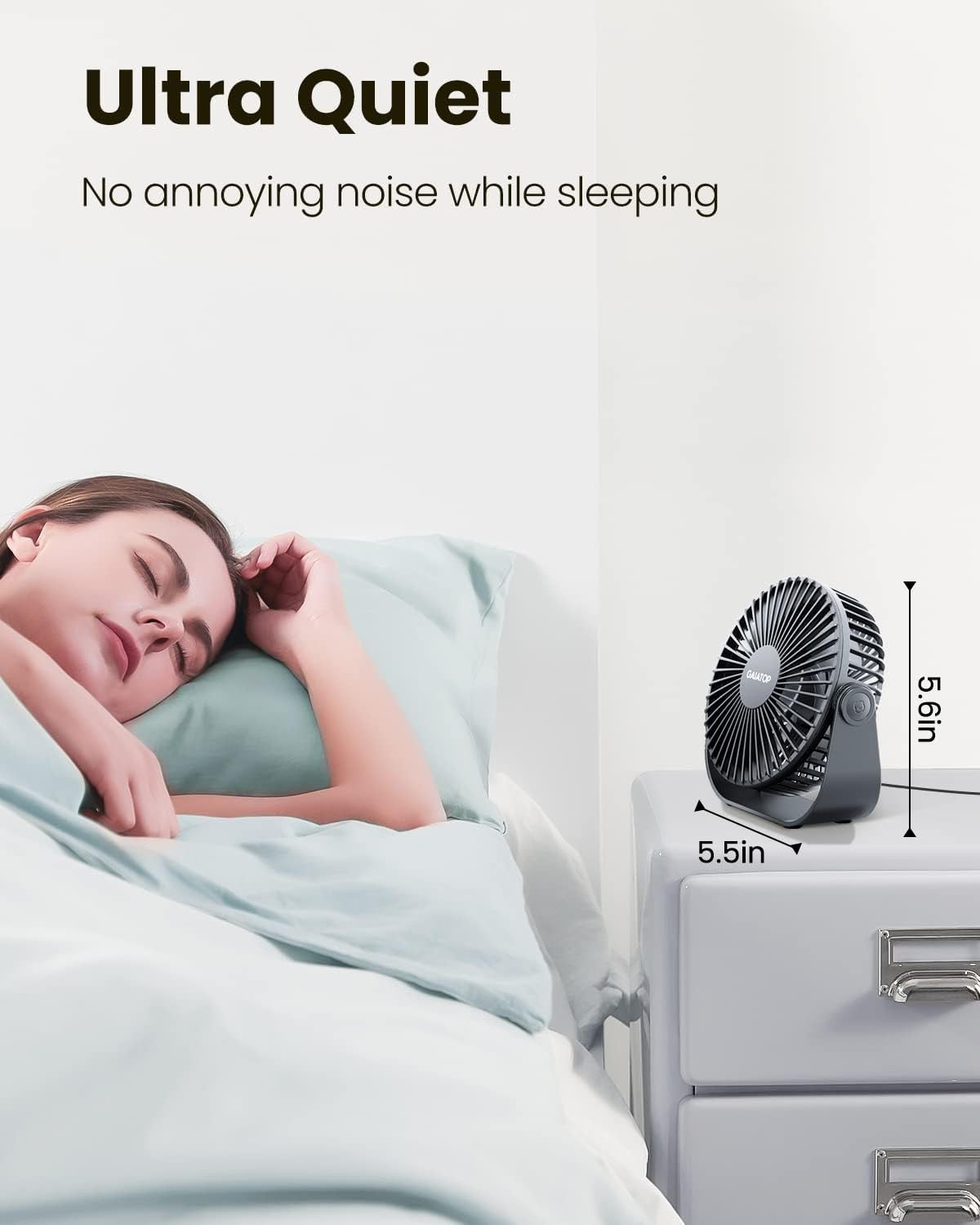 Gaiatop USB Desk Fan 3-Speed Quiet Cooling Portable Table Fan for Home Office