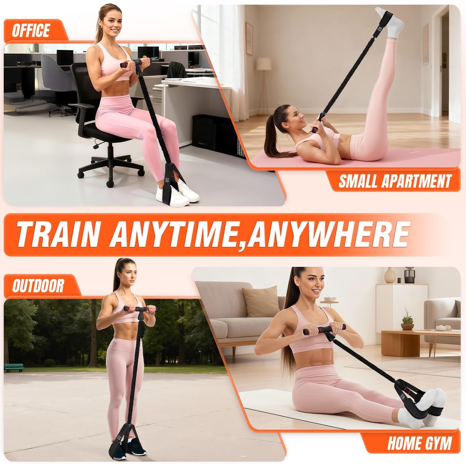 UZTUGG Pedal Resistance Bands with Handles Upgrade Women Exercise Bands Training
