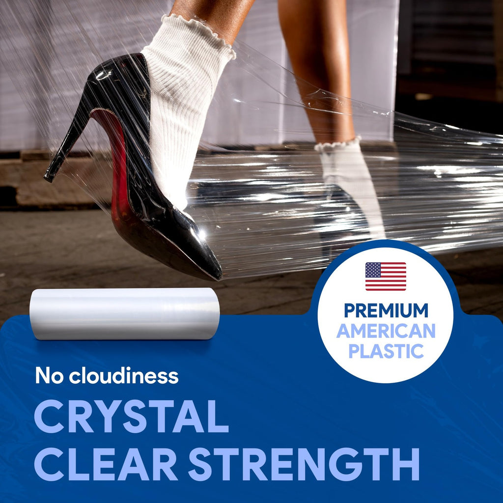 International Plastics 18" x 1200 ft Clear Stretch Film Wrap 500% Stretch 1 Roll