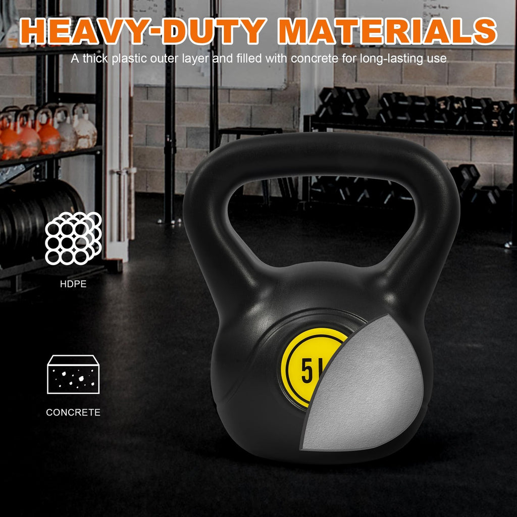 Fitvids Kettlebell Set 3 Piece 5lb 10lb 15lb Weights for Strength Training Home