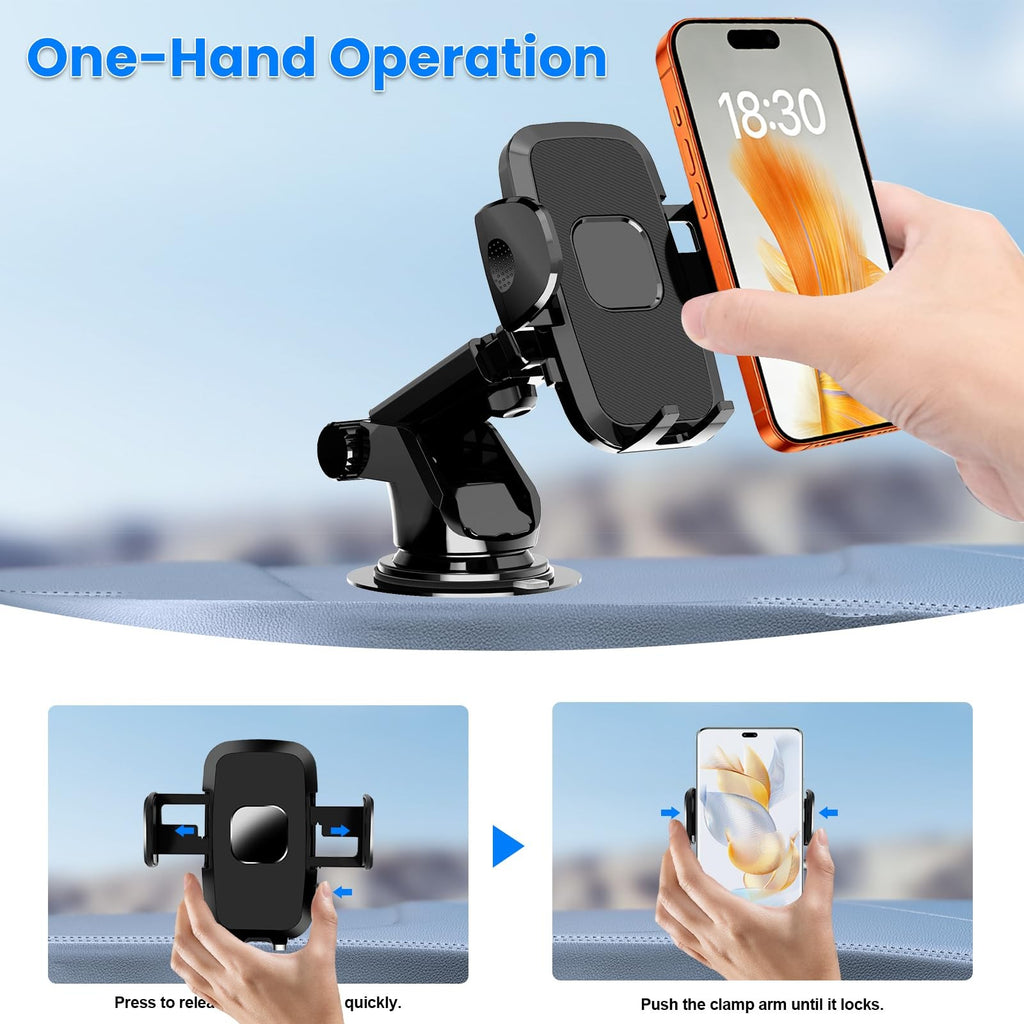 Car Phone Holder [2026 Updated Suction Cup] Long Arm 360°Rotation Phone Mount