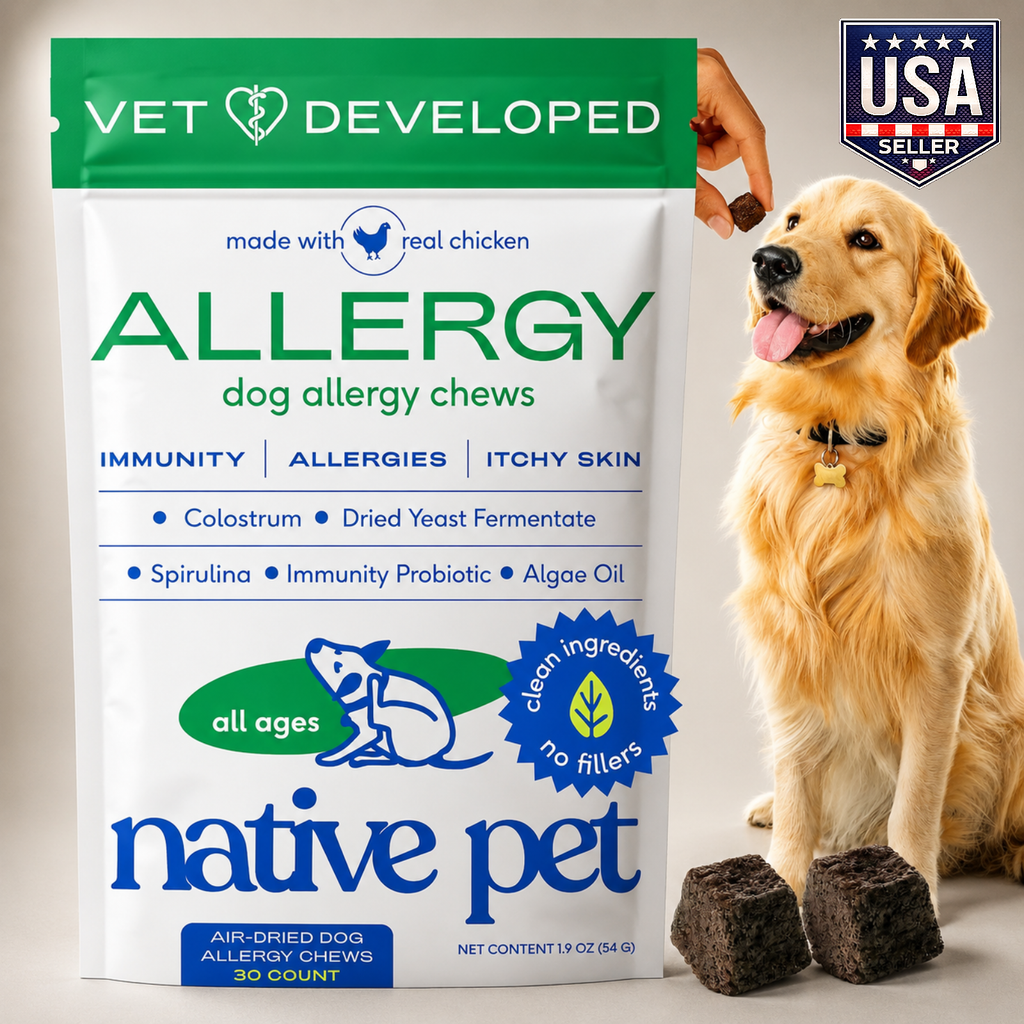 Native Pet Dog Allergy Chews - Dog Allergy Relief with Probiotics and Colostrum