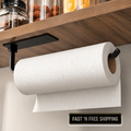Paper Towel Holder - Self-Adhesive or Drilling, Black, Upgraded Aluminum Kitchen