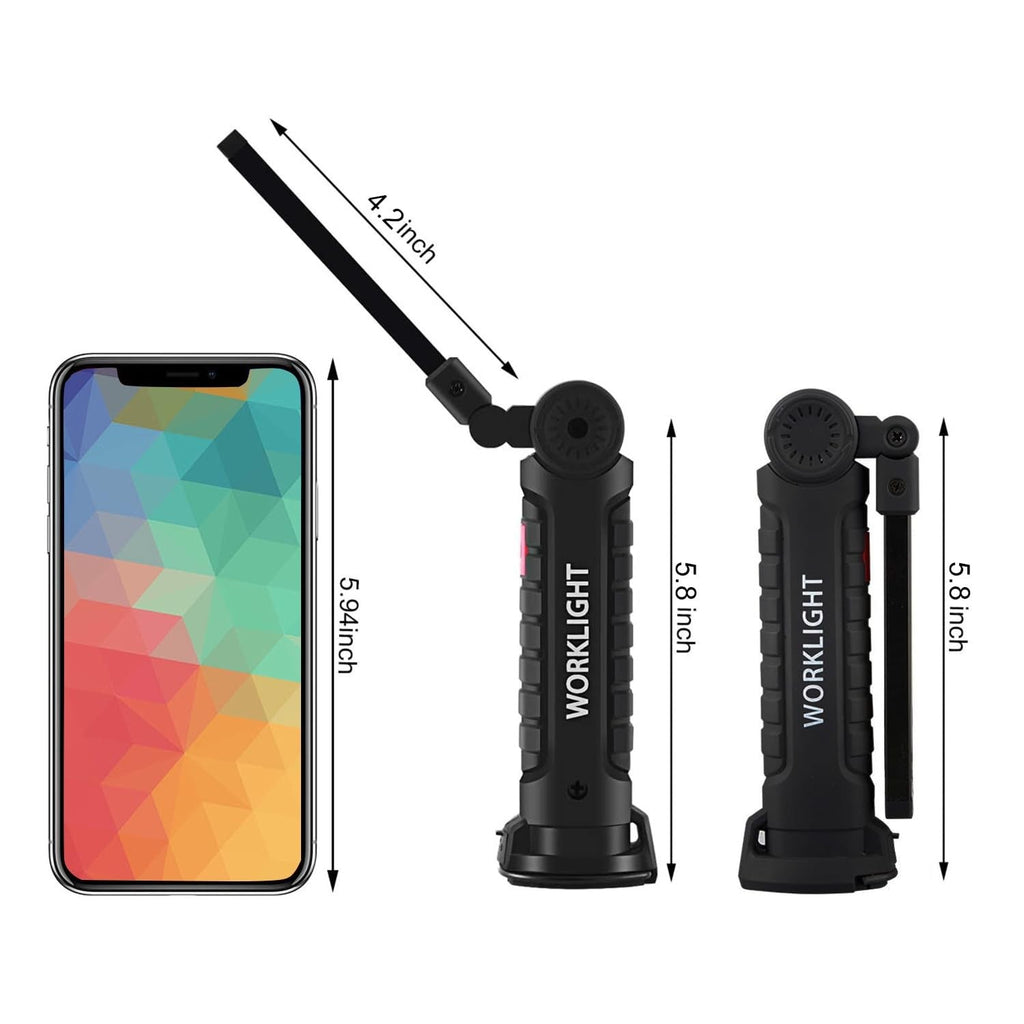 LHOTSE Rechargeable LED Work Light Magnetic Base 5 Modes Folding Lamp