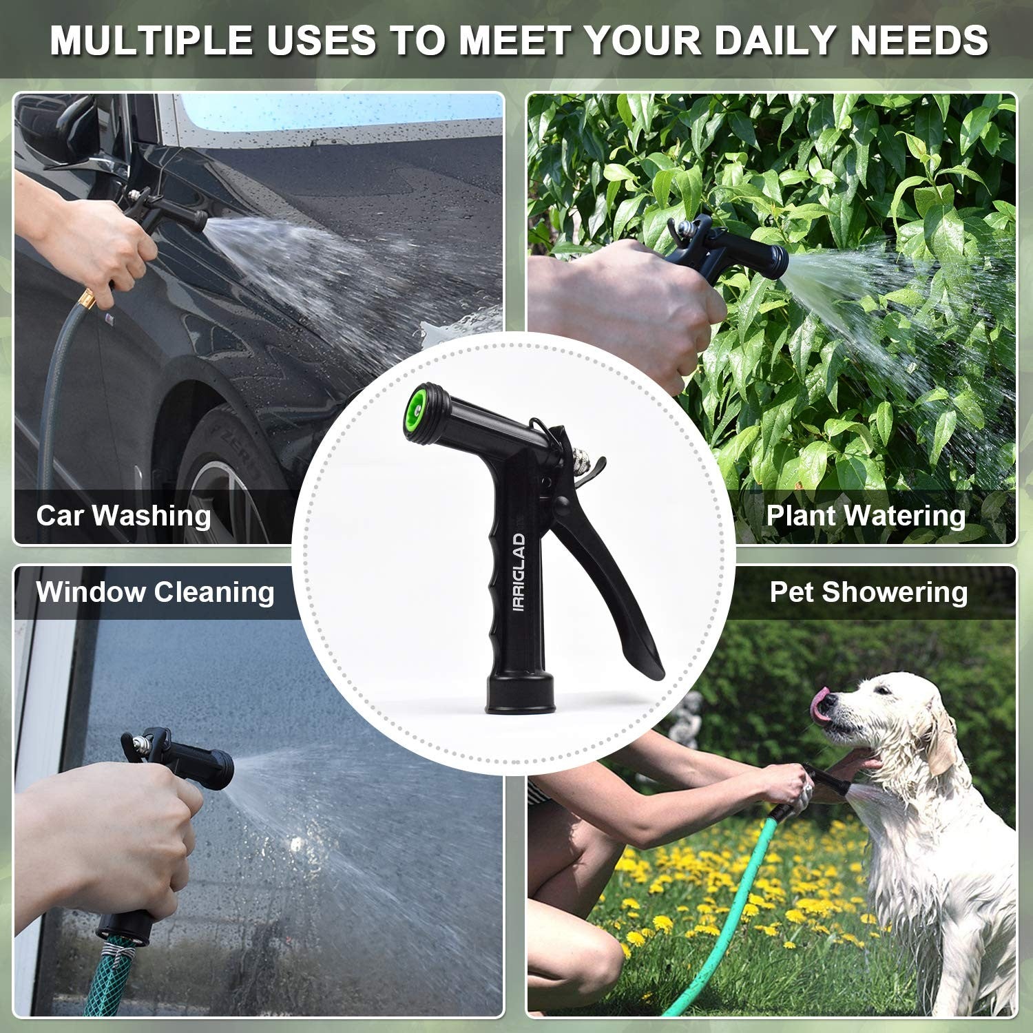 2 Pack Pistol Grip Garden Hose Nozzle High Pressure Adjustable Water Sprayer