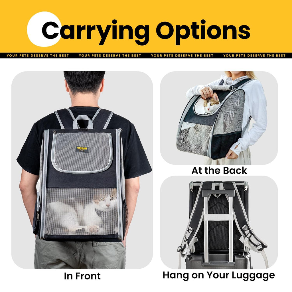 Conlun Cat Backpack Carrier Up to 15lbs Foldable 3 Mesh Travel Hiking