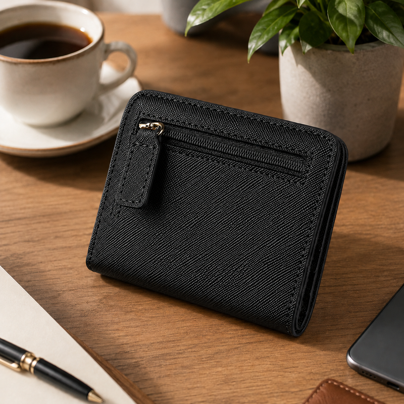 Toughergun Slim RFID Leather Wallet for Women Compact Bifold ID Coin Zipper