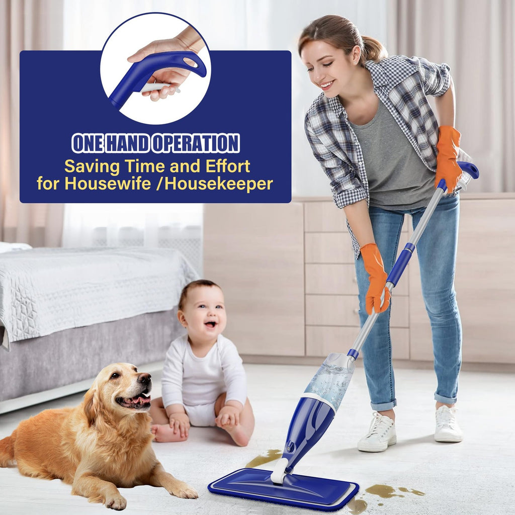 Spray Mop for Hardwood Tile Laminate Floors w/3 Reusable Microfiber Pads