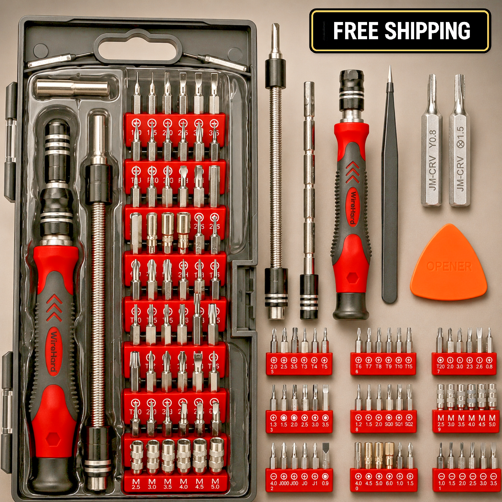 WIREHARD 62 in 1 Precision Screwdriver Set Magnetic Repair Tool Kit with Triwing