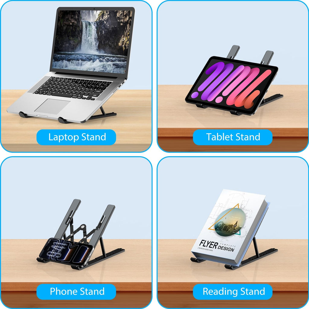 Adjustable Laptop Stand, Portable Laptop Riser for Desk, Abs+ Silicone, Foldable