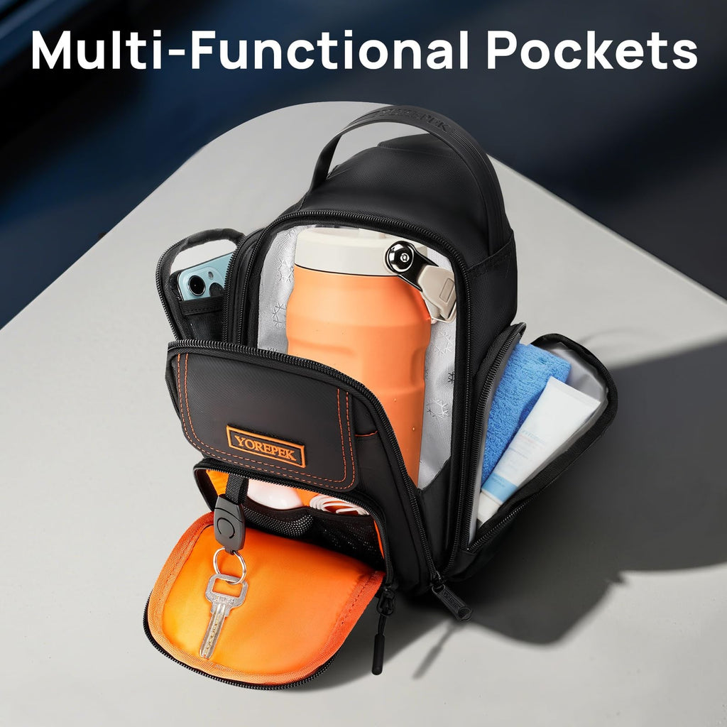 YOREPEK Magnetic Gym Bag Insulated Bottle Holder Phone Pocket Air Tag Pouch