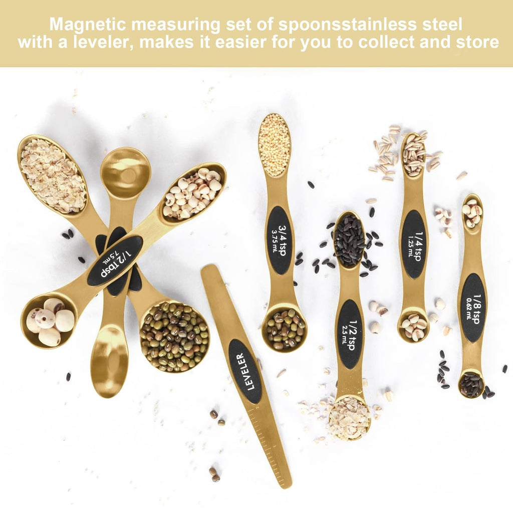 Magnetic Measuring Spoons Set Stainless Steel with Leveler Stackable