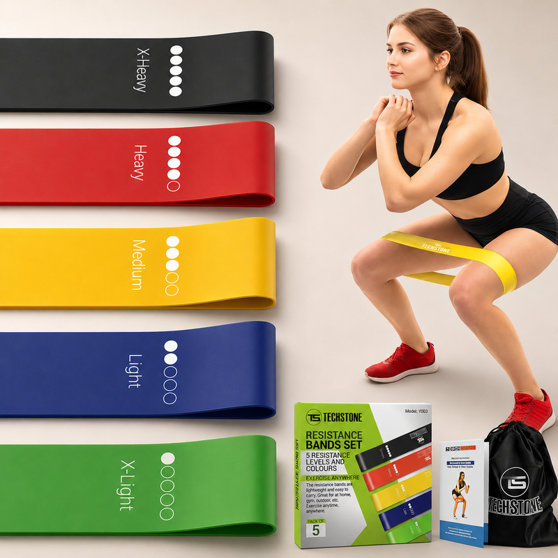 TechStone Resistance Bands Set 5 Levels for Home Gym Yoga & Fitness