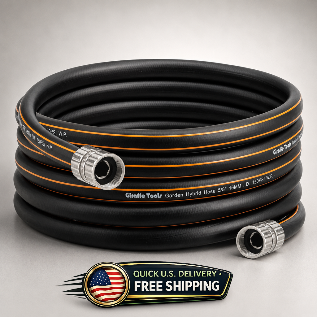Giraffe Tools 5/8" x 8 ft Garden Hose F/F 600 PSI No Kink Heavy Duty Rubber