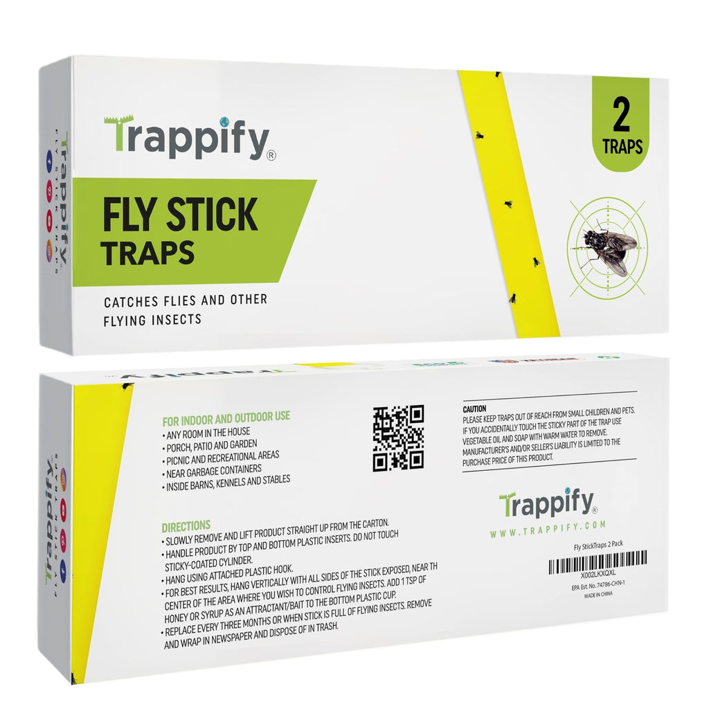 Trappify Fly Sticky Trap 2 Pack Indoor Outdoor Hanging Fly Gnat Trap Yellow