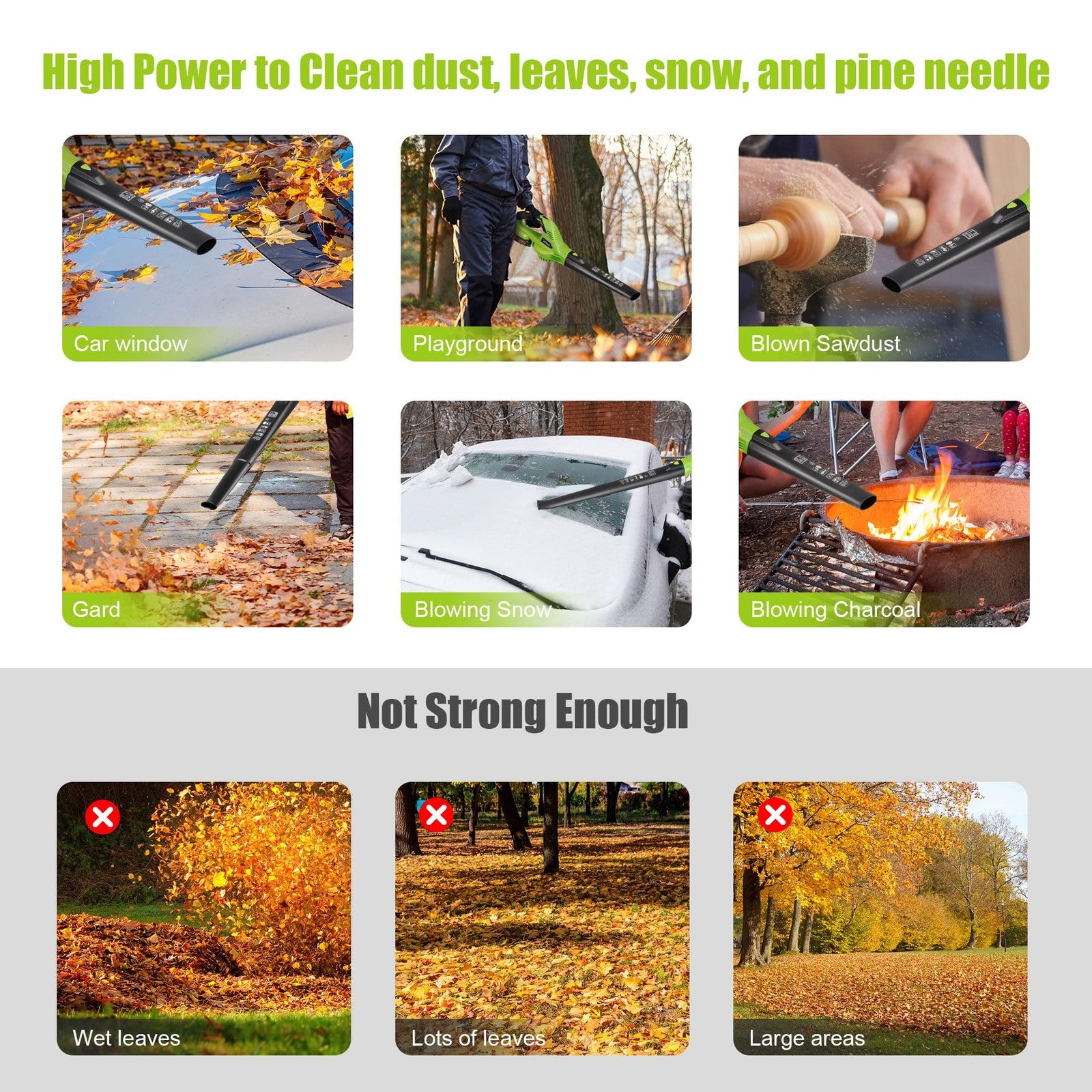 Cordless Leaf Blower 21V Battery Powered 2 Batteries Lawn Patio Yard Cleaner