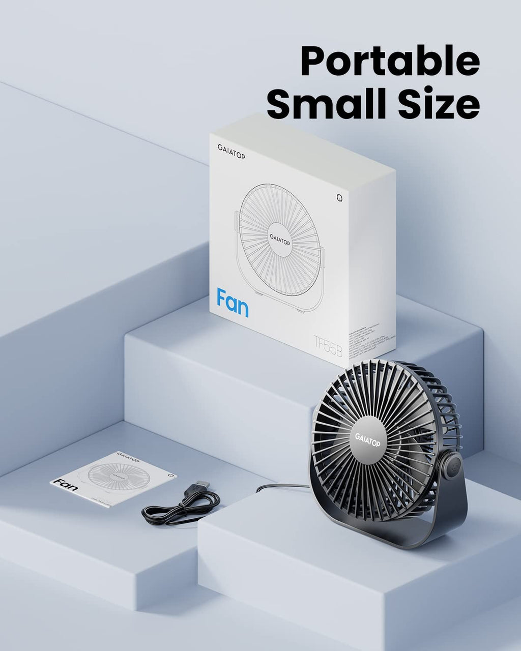 Gaiatop USB Desk Fan 3-Speed Quiet Cooling Portable Table Fan for Home Office