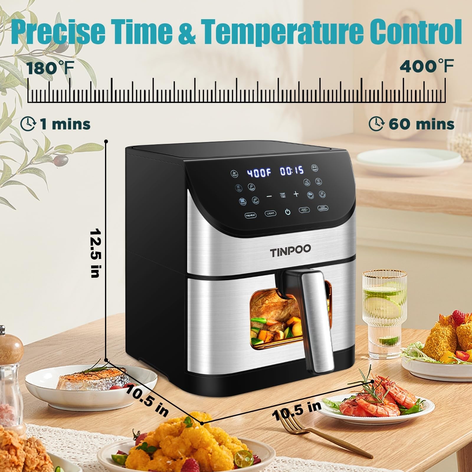 6.2QT Air Fryer Large Capacity 1500W Digital Oven Nonstick Basket Cooker