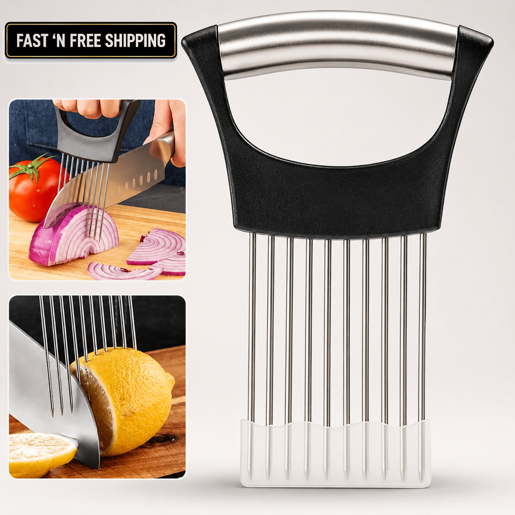 Onion Slicer Holder Stainless Steel Cutter Tool for Vegetables Meat Eggs