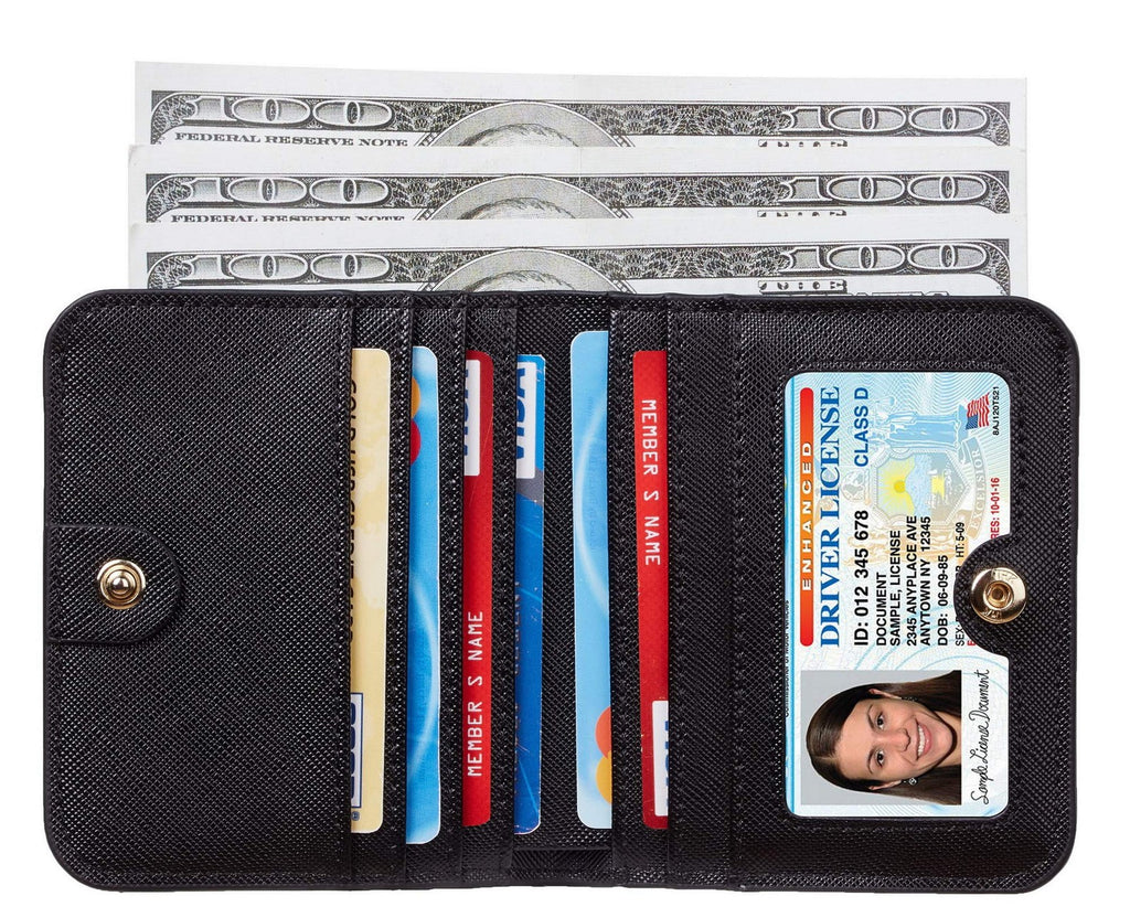 Toughergun Slim RFID Leather Wallet for Women Compact Bifold ID Coin Zipper
