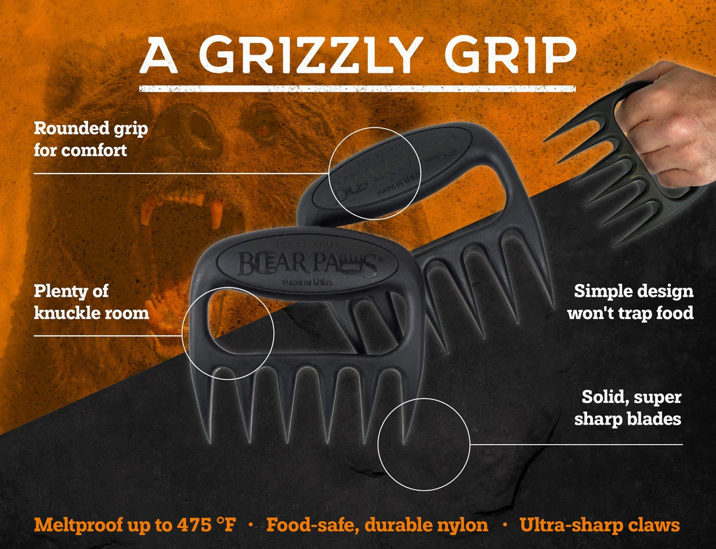 Original Bear Paws Meat Shredder Claws 2-Pack Black BPA-Free USA Made BBQ
