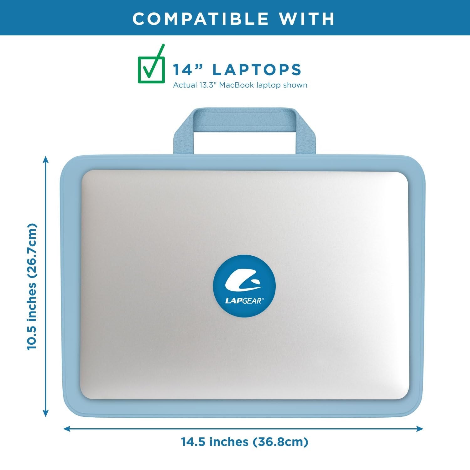 LAPGEAR Compact Lap Desk – Fits Up to 14″ Laptops – Sky Blue – Style No. 43103