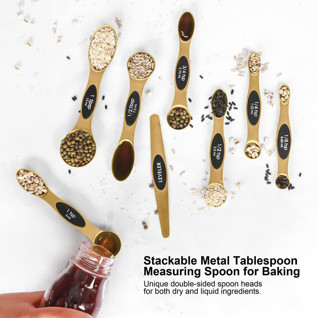 Magnetic Measuring Spoons Set Stainless Steel with Leveler Stackable