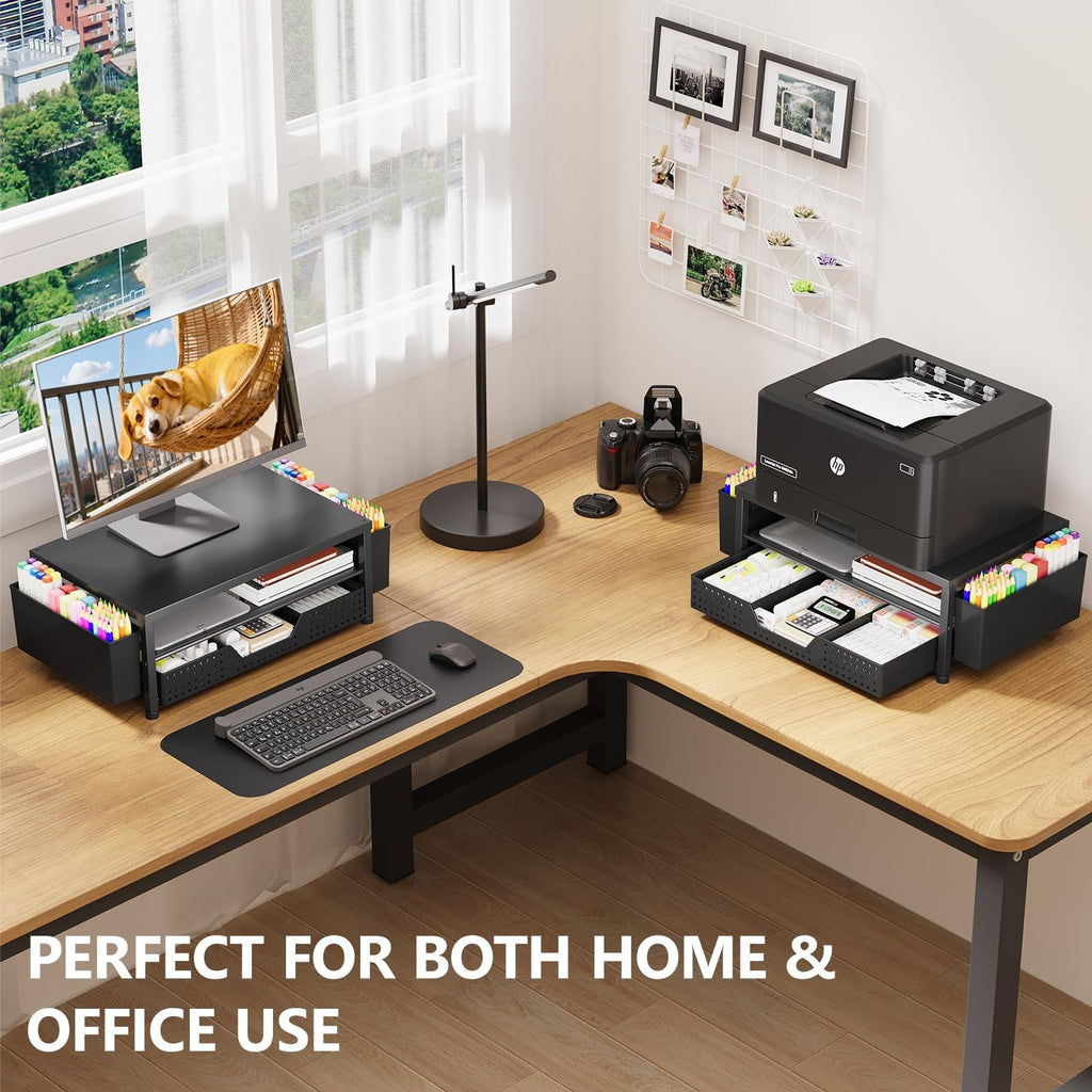 Monitor Stand Riser Desk Organizer Drawer Storage Workspace Home Office