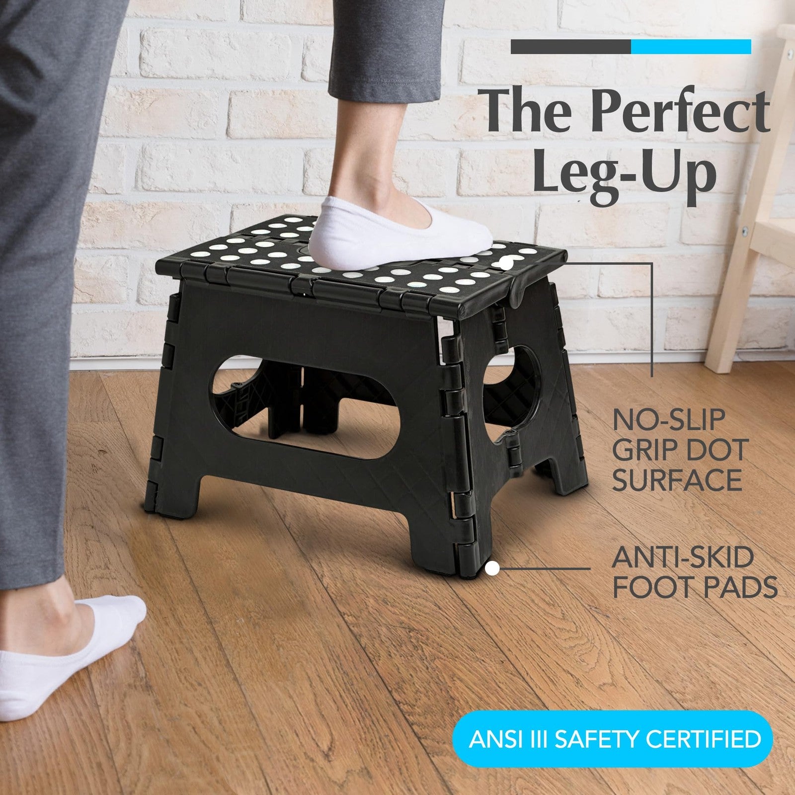 Handy Laundry Folding Step Stool  Sturdy and Collapsible Stool to Support Adults