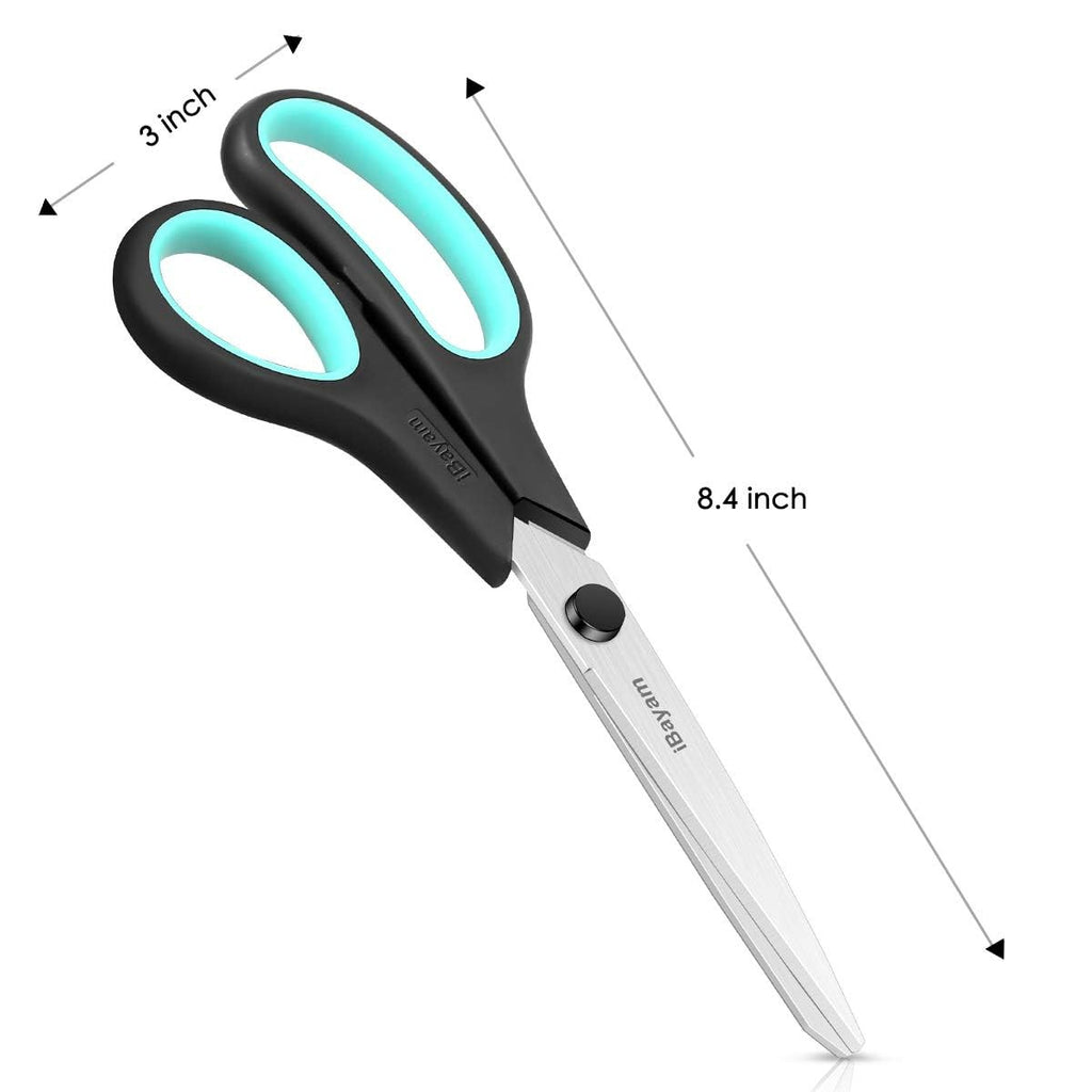 iBayam 3-Pack 8" Heavy Duty Scissors 2.5mm Sharp Blades Comfort Grip