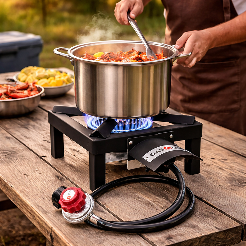 Propane Burner High Pressure Outdoor Stove Heat Shield Cooking Camping Tailgatin