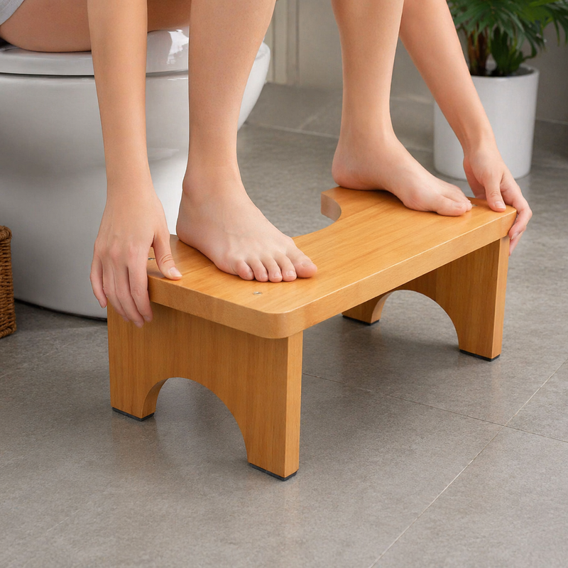 AZEN Toilet Stool Squat Adult, Wood Poop Stool for Bathroom Adults 7 Inch Height