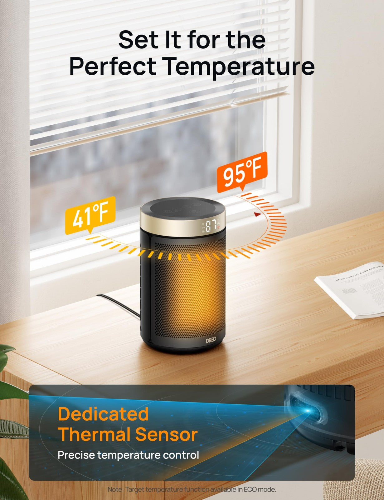 DREO Space Heater Portable 1500W Ceramic Fast Heat Thermostat Remote Home
