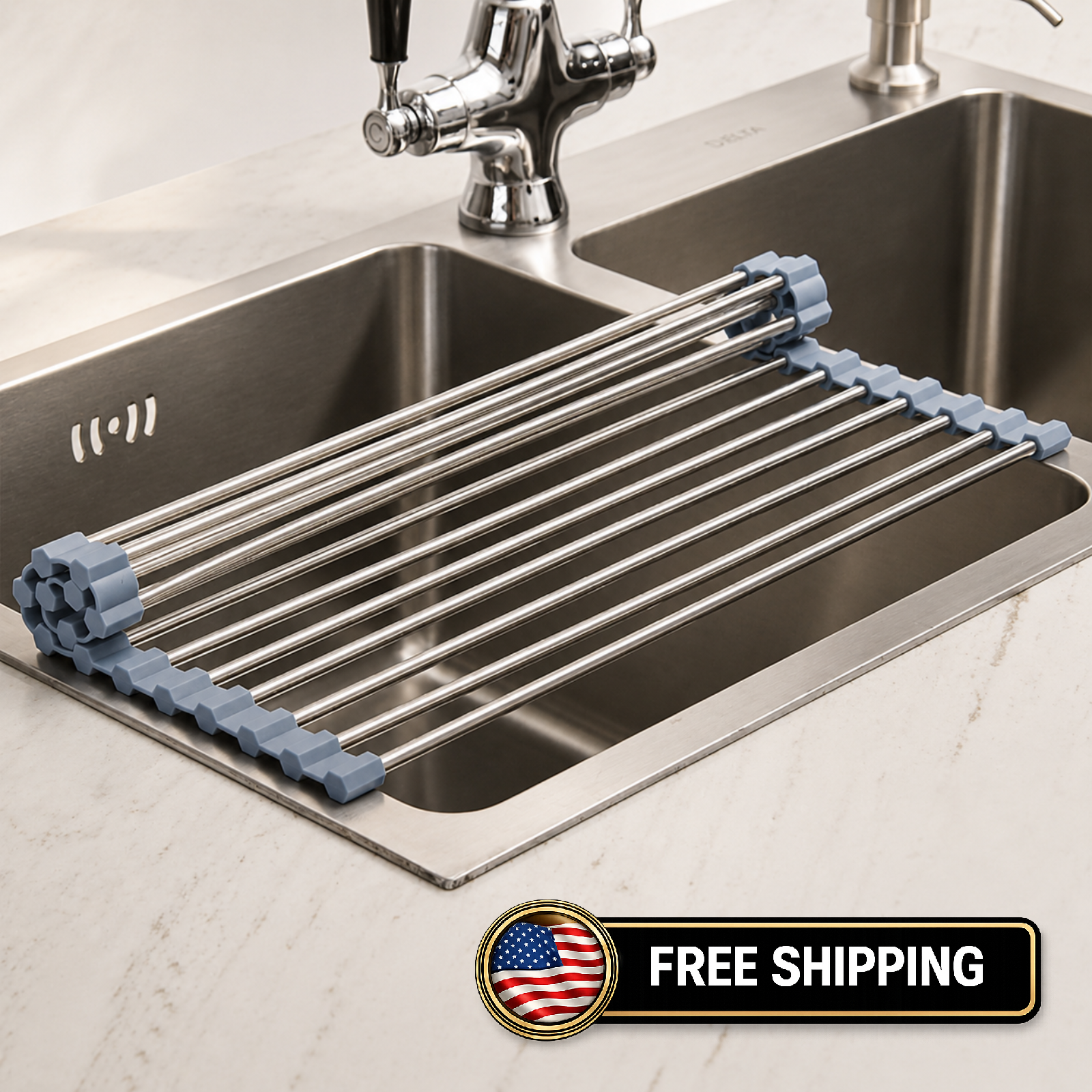 MECHEER Over The Sink Dish Drying Rack Roll Up Dish Drying Kitchen Rack