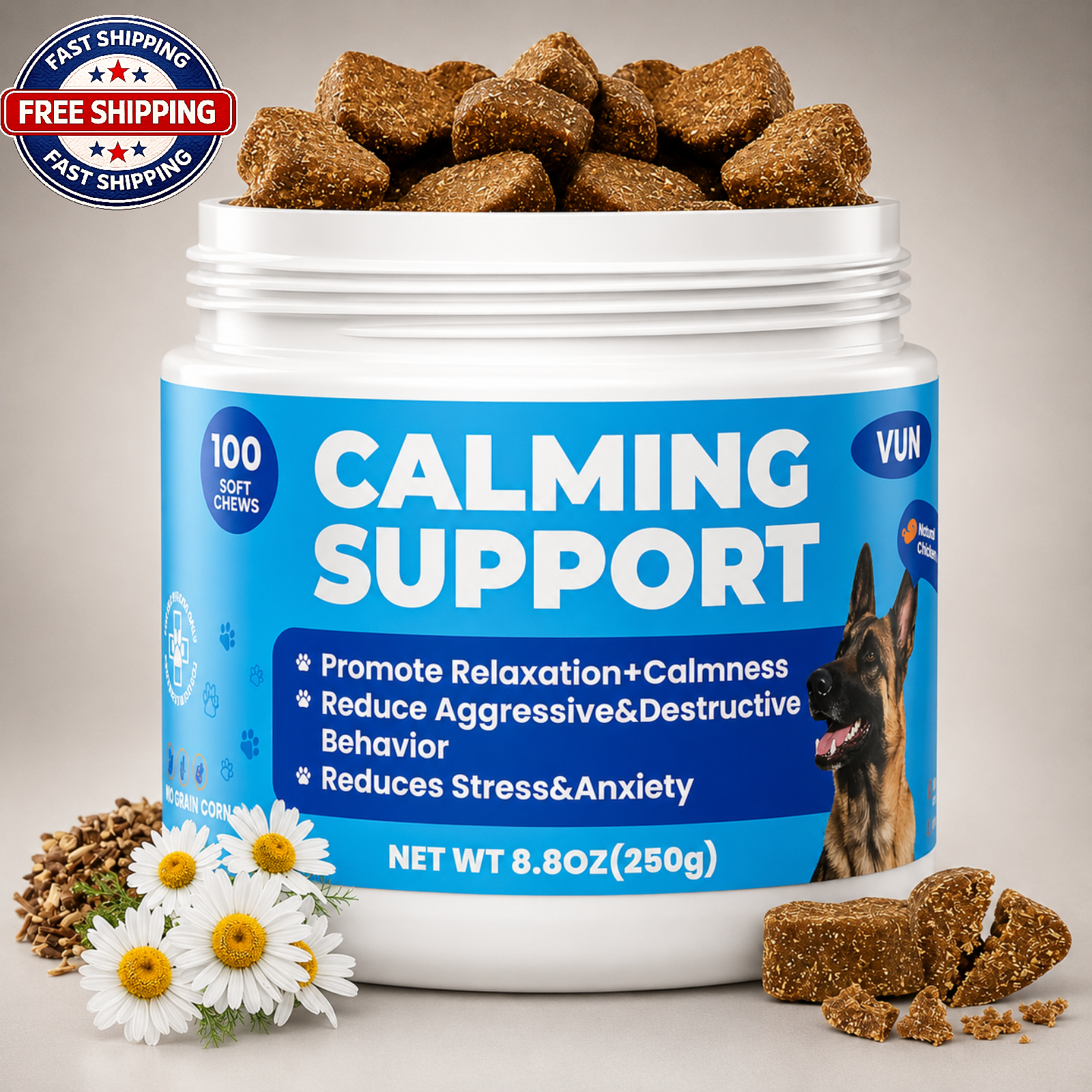 Calming Chews for Dog, Calming Chews Anxiety & Stress Relief Treat with Melaton