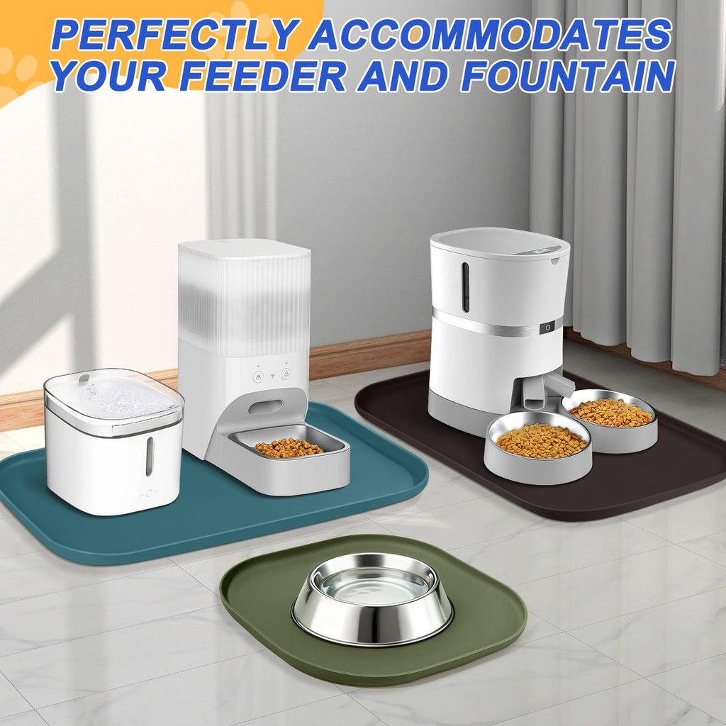 Silicone Pet Food Mat with Raised Edge for Food and Water Bowl Dog Feeding Mats.