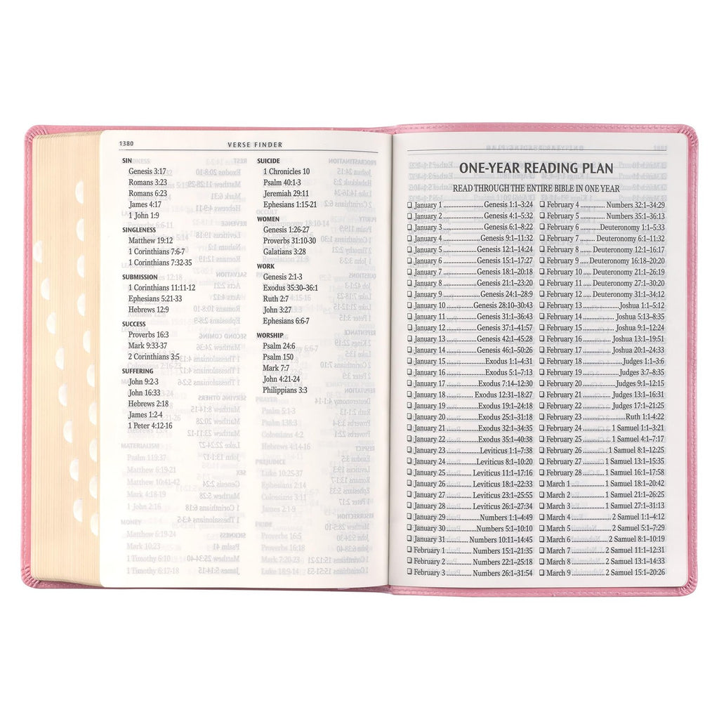 KJV Giant Print Bible Pink Faux Leather Thumb Index Easy Read Church Home