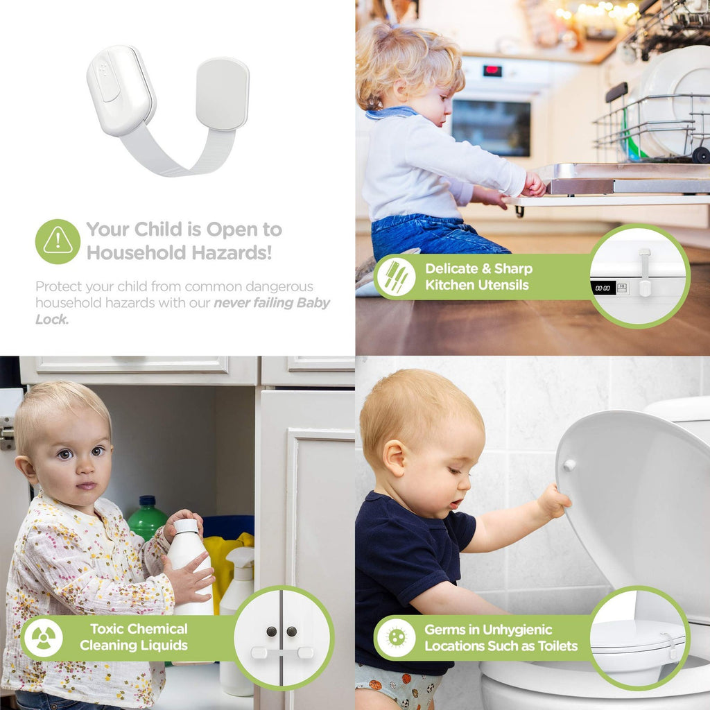 SKYLA HOMES Baby Safety Cabinet Locks 8 Pack 3M Adhesive No Drill White Latch