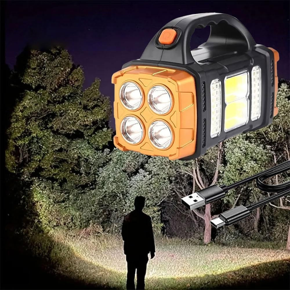 IFTHFOUR Solar Flashlight USB-C Rechargeable LED Work Light Waterproof