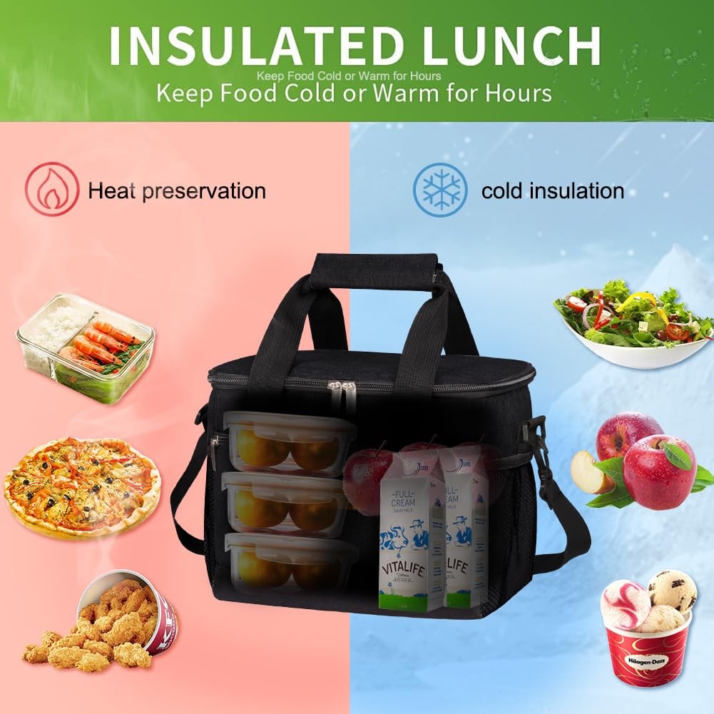 iknoe Insulated Lunch Bag Leakproof Cooler Foldable Work Travel Picnic